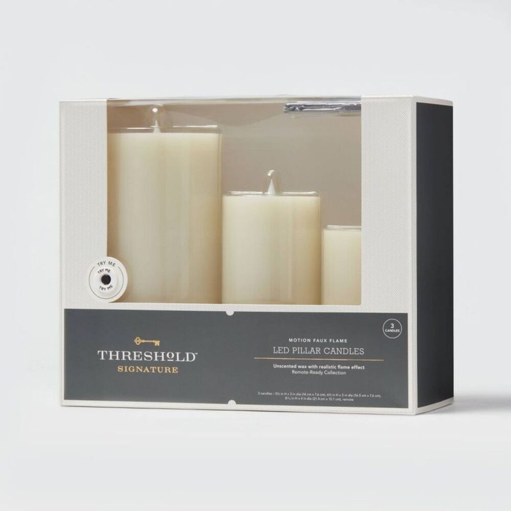 Threshold - 3pk LED Candles Cream - Threshold: Paraffin Wax Pi Cream